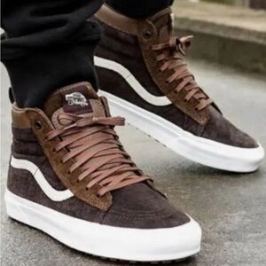 Vans Brown Suede Hi and White Classic Skate Sneakers